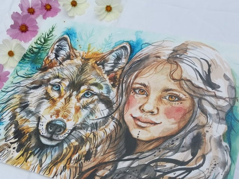 ILUSTRACE DÍVKA A VLK