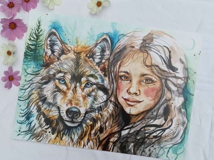 ILUSTRACE DÍVKA A VLK