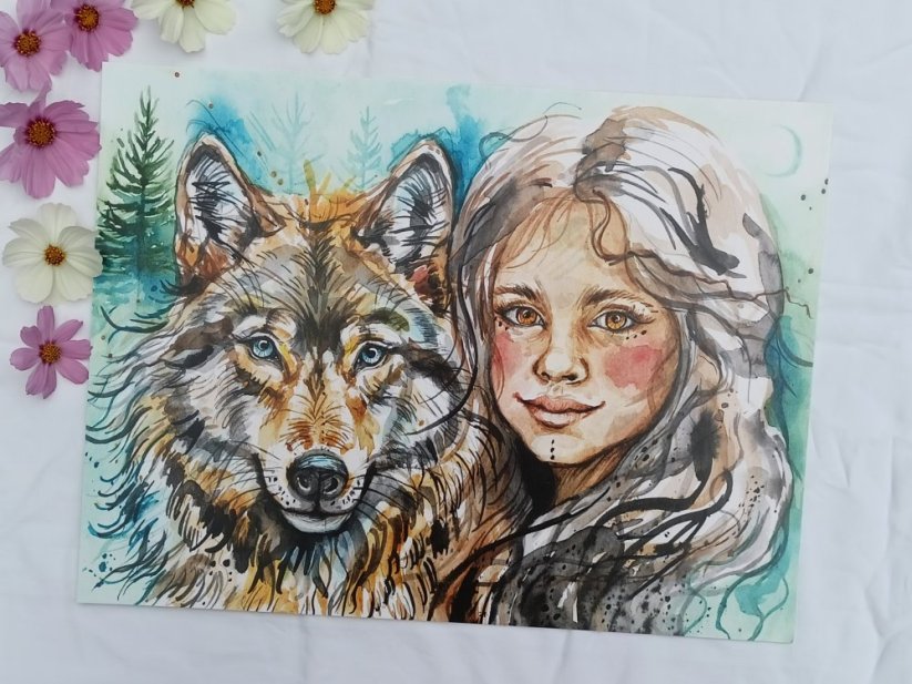 ILUSTRACE DÍVKA A VLK